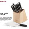 imageKitchenAid Gourmet 15 Piece Forged Triple Rivet Knife Block Set with Built in Knife Sharpener High Carbon Japanese Stainless Steel Kitchen Knives Sharp Kitchen Knife Set with Block Birchwood