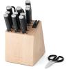 imageKitchenAid Gourmet 15 Piece Forged Triple Rivet Knife Block Set with Built in Knife Sharpener High Carbon Japanese Stainless Steel Kitchen Knives Sharp Kitchen Knife Set with Block Birchwood