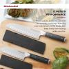 imageKitchenAid Gourmet 4 Piece Forged Triple Rivet Steak Knife Set High Carbon Japanese Steel Sharp Kitchen Knife Set 45 inch Black2Piece Santoku Set