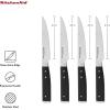 imageKitchenAid Gourmet 4 Piece Forged Triple Rivet Steak Knife Set High Carbon Japanese Steel Sharp Kitchen Knife Set 45 inch Black4Piece Steak Knife Set