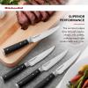 imageKitchenAid Gourmet 4 Piece Forged Triple Rivet Steak Knife Set High Carbon Japanese Steel Sharp Kitchen Knife Set 45 inch Black4Piece Steak Knife Set