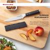 imageKitchenAid Gourmet 4 Piece Forged Triple Rivet Steak Knife Set High Carbon Japanese Steel Sharp Kitchen Knife Set 45 inch Black55Inch Serrated Utility Knife