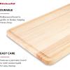 imageKitchenAid Gourmet Cutting Board with NonSlip feet and Recessed Handles Thick Chopping Board with EdgeGrain Design Charcuterie Board 12x16inch Birchwood Natural181L x 12W