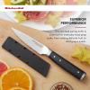 imageKitchenAid Gourmet Forged Triple Rivet Serrated Paring Knife with CustomFit Blade Cover 35inch Sharp Kitchen Knife HighCarbon Japanese Stainless Steel Blade Black