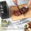 imageKitchenAid Slim TwoTone Knife Block Set with BuiltIn Knife Sharpener High Carbon Stainless Steel Kitchen Knives Sharp Kitchen Knife Set with Block 14Piece WhiteBlack