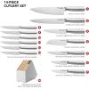 imageKitchenAid Slim TwoTone Knife Block Set with BuiltIn Knife Sharpener High Carbon Stainless Steel Kitchen Knives Sharp Kitchen Knife Set with Block 14Piece WhiteWhite