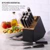imageKitchenAid Slim TwoTone Knife Block Set with BuiltIn Knife Sharpener High Carbon Stainless Steel Kitchen Knives Sharp Kitchen Knife Set with Block 14Piece WhiteBlack