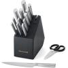 imageKitchenAid Slim TwoTone Knife Block Set with BuiltIn Knife Sharpener High Carbon Stainless Steel Kitchen Knives Sharp Kitchen Knife Set with Block 14Piece WhiteBlack