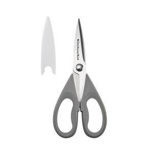imageKitchenAid All Purpose Kitchen Shears with Protective Sheath Durable Stainless Steel Scissors Dishwasher Safe Soft Grip Comfort Handle 872 Inch PistachioGray