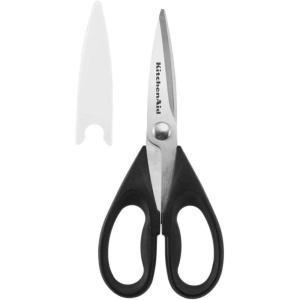 imageKitchenAid All Purpose Kitchen Shears with Protective Sheath Durable Stainless Steel Scissors Dishwasher Safe Soft Grip Comfort Handle 872 Inch RedBlack