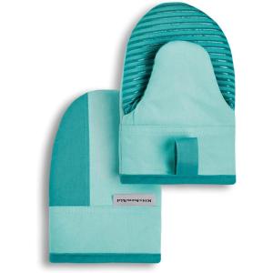 imageKitchenAid Beacon TwoTone NonSlip Mini Oven Mitt Set NavyInk 55quotx8quot 2 PieceAqua Sky