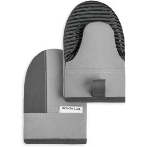 imageKitchenAid Beacon TwoTone NonSlip Mini Oven Mitt Set NavyInk 55quotx8quot 2 PieceCool GreyFrost Grey