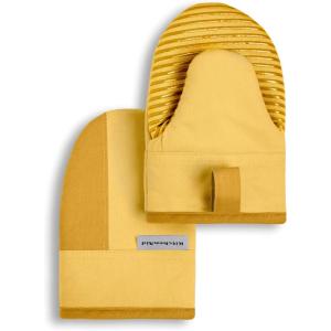 imageKitchenAid Beacon TwoTone NonSlip Mini Oven Mitt Set NavyInk 55quotx8quot 2 PieceMajestic Yellow