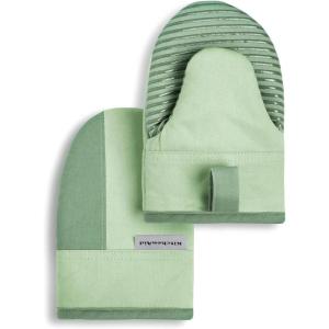 imageKitchenAid Beacon TwoTone NonSlip Mini Oven Mitt Set NavyInk 55quotx8quot 2 PiecePistachioGraphite Green