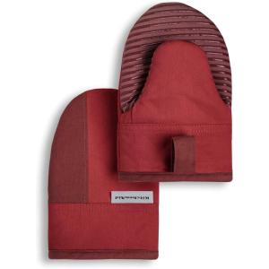 imageKitchenAid Beacon TwoTone NonSlip Mini Oven Mitt Set NavyInk 55quotx8quot 2 PieceSmoked Paprika