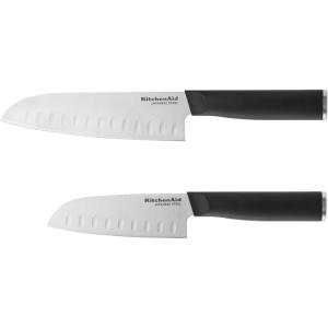 imageKitchenAid Classic 12 Piece Knife Block Set with Built in Knife Sharpener High Carbon Japanese Stainless Steel Kitchen Knives Sharp Kitchen Knife Set with Block Rubberwood2Piece Santoku Set