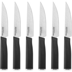 imageKitchenAid Classic 12 Piece Knife Block Set with Built in Knife Sharpener High Carbon Japanese Stainless Steel Kitchen Knives Sharp Kitchen Knife Set with Block Rubberwood6Piece Steak Knife Set
