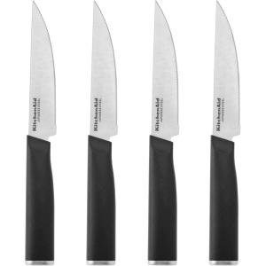 imageKitchenAid Classic 12 Piece Knife Block Set with Built in Knife Sharpener High Carbon Japanese Stainless Steel Kitchen Knives Sharp Kitchen Knife Set with Block Rubberwood4Piece Steak Knife Set