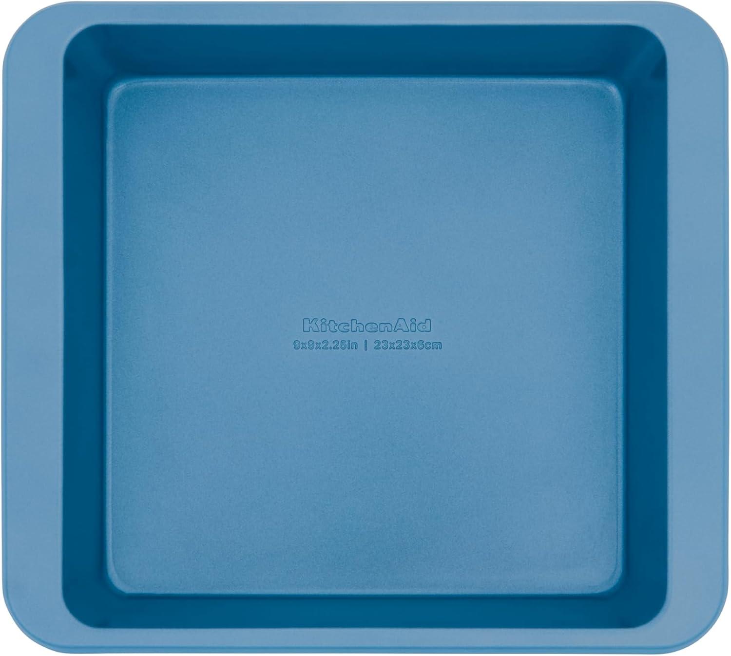 imageKitchenAid 9In Nonstick Swiss Engineered Aluminized Steel Square Cake Pan Dishwasher Safe Blue VelvetSilver