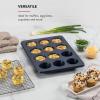 imageKitchenAid 24Cup Nonstick Aluminized Steel Mini Muffin Pan Contour SilverInk Blue