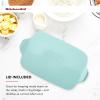 imageKitchenAid Vitrified Stoneware Rectangular Baker with LidTrivet 45Quart PistachioAqua Sky