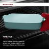 imageKitchenAid Vitrified Stoneware Rectangular Baker with LidTrivet 45Quart PistachioAqua Sky