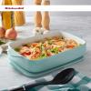 imageKitchenAid Vitrified Stoneware Rectangular Baker with LidTrivet 45Quart PistachioAqua Sky