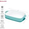 imageKitchenAid Vitrified Stoneware Rectangular Baker with LidTrivet 45Quart PistachioAqua Sky