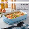 imageKitchenAid Vitrified Stoneware Rectangular Baker with LidTrivet 45Quart PistachioBlue Velvet