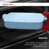 imageKitchenAid Vitrified Stoneware Rectangular Baker with LidTrivet 45Quart PistachioBlue Velvet