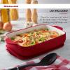 imageKitchenAid Vitrified Stoneware Rectangular Baker with LidTrivet 45Quart PistachioEmpire Red