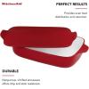 imageKitchenAid Vitrified Stoneware Rectangular Baker with LidTrivet 45Quart PistachioEmpire Red