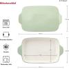 imageKitchenAid Vitrified Stoneware Rectangular Baker with LidTrivet 45Quart PistachioPistachio