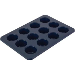imageKitchenAid 24Cup Nonstick Aluminized Steel Mini Muffin Pan Contour SilverInk Blue