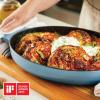 imageKitchenAid Enameled Cast Iron Au Gratin Oval Roasting Pan 25 Quart Blue Velvet