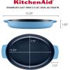 imageKitchenAid Enameled Cast Iron Au Gratin Oval Roasting Pan 25 Quart Blue Velvet