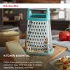 imageKitchenAid Gourmet 4Sided Stainless Steel Box Grater for Fine Medium and Coarse Grate and Slicing Detachable 3 Cup Storage Container and Measurment Markings Dishwasher Safe 10 inches tall AquaAqua Sky