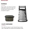 imageKitchenAid Gourmet 4Sided Stainless Steel Box Grater for Fine Medium and Coarse Grate and Slicing Detachable 3 Cup Storage Container and Measurment Markings Dishwasher Safe 10 inches tall AquaBlack