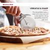 imageKitchenAid Gourmet Stainless Steel Pizza Wheel with Sharp Blade to Easily Cutting Pizza Crusts Pies and more Finger Guard for Safety and Comfort Grip to Protect Fingers Dishwasher Safe BlackRed