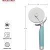 imageKitchenAid Gourmet Stainless Steel Pizza Wheel with Sharp Blade to Easily Cutting Pizza Crusts Pies and more Finger Guard for Safety and Comfort Grip to Protect Fingers Dishwasher Safe BlackAqua Sky