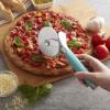 imageKitchenAid Gourmet Stainless Steel Pizza Wheel with Sharp Blade to Easily Cutting Pizza Crusts Pies and more Finger Guard for Safety and Comfort Grip to Protect Fingers Dishwasher Safe BlackAqua Sky