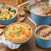 imageKitchenAid Hard Anodized Ceramic 9Piece Nonstick Cookware Set  Includes Fry Pans Saucepan Stockpot Durable Even Heating Oven Safe to 500F PistachioBlue Velvet