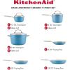 imageKitchenAid Hard Anodized Ceramic 9Piece Nonstick Cookware Set  Includes Fry Pans Saucepan Stockpot Durable Even Heating Oven Safe to 500F PistachioBlue Velvet
