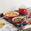 imageKitchenAid Hard Anodized Ceramic 9Piece Nonstick Cookware Set  Includes Fry Pans Saucepan Stockpot Durable Even Heating Oven Safe to 500F PistachioEmpire Red