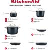 imageKitchenAid Hard Anodized Ceramic 9Piece Nonstick Cookware Set  Includes Fry Pans Saucepan Stockpot Durable Even Heating Oven Safe to 500F PistachioMatte Black