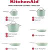 imageKitchenAid Hard Anodized Ceramic 9Piece Nonstick Cookware Set  Includes Fry Pans Saucepan Stockpot Durable Even Heating Oven Safe to 500F PistachioPistachio