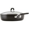 imageKitchenAid Hard Anodized Nonstick Saute Pan with Lid and Helper Handle 5 Quart Onyx BlackOnyx Black