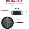 imageKitchenAid Hard Anodized Nonstick SauteFry Pan with Lid 3 Quart Onyx BlackOnyx Black