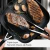 imageKitchenAid Hard Anodized Nonstick Square Grill PanGriddle with Pour Spouts 1125 Inch Onyx BlackOnyx Black