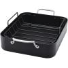 imageKitchenAid Hard Anodized Roasting PanRoaster with Removable Rack 13 Inch x 1575 Inch Matte BlackRoaster 13 x 1575